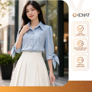 Áo Sơ Mi Nữ 𝐂𝐂𝐇𝐀𝐓 Dáng Suông Kiểu Nari Nơ Tay Chất Liệu Mềm Mại 16FDT2142ST