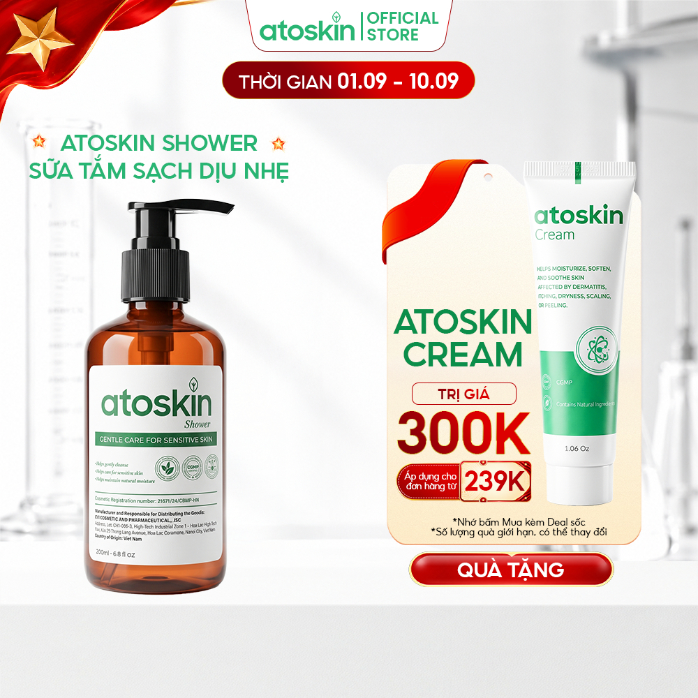 Sữa Tắm Viêm Da Cơ Địa Atoskin Shower 200ml - Hỗ Trợ Giảm Mẩn Đỏ, Giảm Ngứa Ngáy Giúp Da Khoẻ | BigBuy360 - bigbuy360.vn