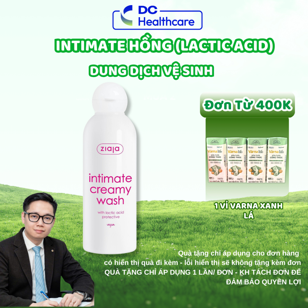 Dung Dịch Vệ Sinh Phụ Nữ Ziaja Intimate with Lactic Acid - Chăm Sóc Vùng Kín, Dưỡng Ẩm, Khử Mùi (Lọ 200ml)