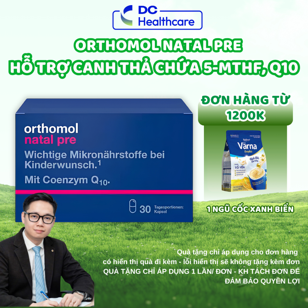 (VIÊN UỐNG THẢ BẦU) Orthomol Natal Pre DrCung Healthcare - 5-MTHF, Acid Folic, Coenzym Q10 (30 Viên)