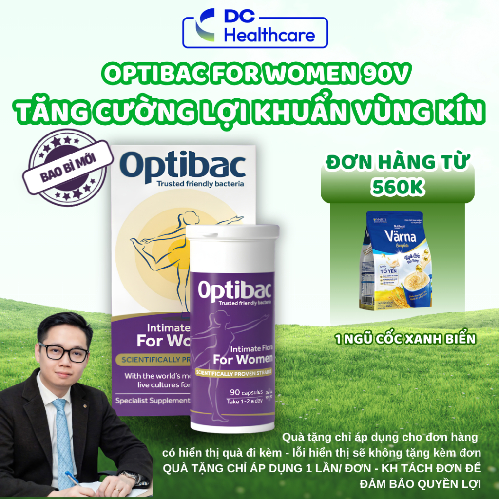 Men Vi Sinh Phụ Khoa Optibac Tím - For Women 90 Viên - Men Vi Sinh Bổ Sung Lợi Khuẩn