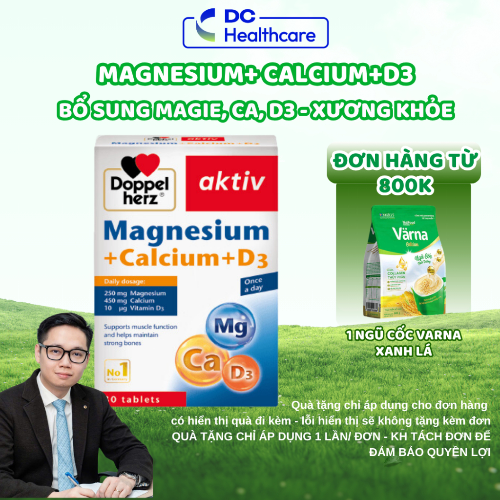 TPBVSK Magnesium Calcium D3 - Bổ Sung Canxi, Magie, Vitamin D3 Hỗ Trợ Xương Chắc Khỏe (Hộp 30 viên)