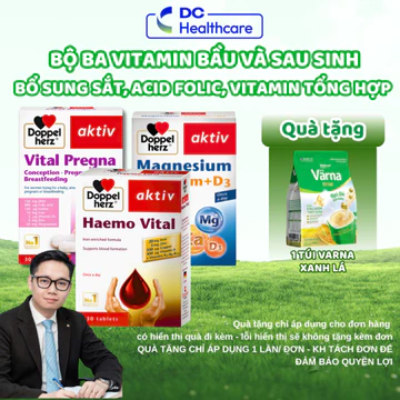 DR CUNG BỘ BA Vitamin Bầu VITAL PREGNA, MAGNESIUM CALCIUM D3, HAEMO VITAL - Vitamin Tổng Hợp, Canxi, Magie, Sắt Bầu, DHA