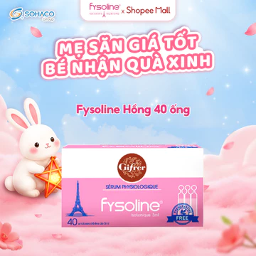 Nước muối sinh lý cho bé Fysoline Pháp vệ sinh mắt, mũi, miệng hàng ngày trẻ em hộp 40 ống x 5ml