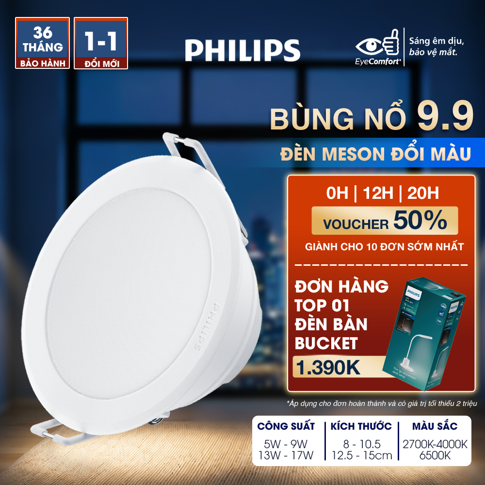 Đèn LED âm trần PHILIPS Meson đổi màu ánh sáng (vàng, trung tính, trắng)