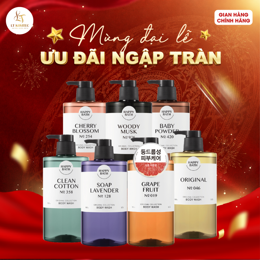 Sữa Tắm HAPPY BATH Tẩy Da Chết Nhẹ Nhàng, Giúp Da Đều Màu Trẻ Hóa, Sữa Tắm Dưỡng Trắng Cấp Ẩm
