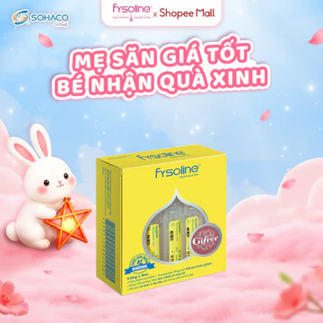 (Date T4.2027)Nước muối sinh lý Fysoline giảm tắc nghẹt mũi, vệ sinh mũi, miệng hàng ngày cho bé - hộp 5 ống vàng x 5ml