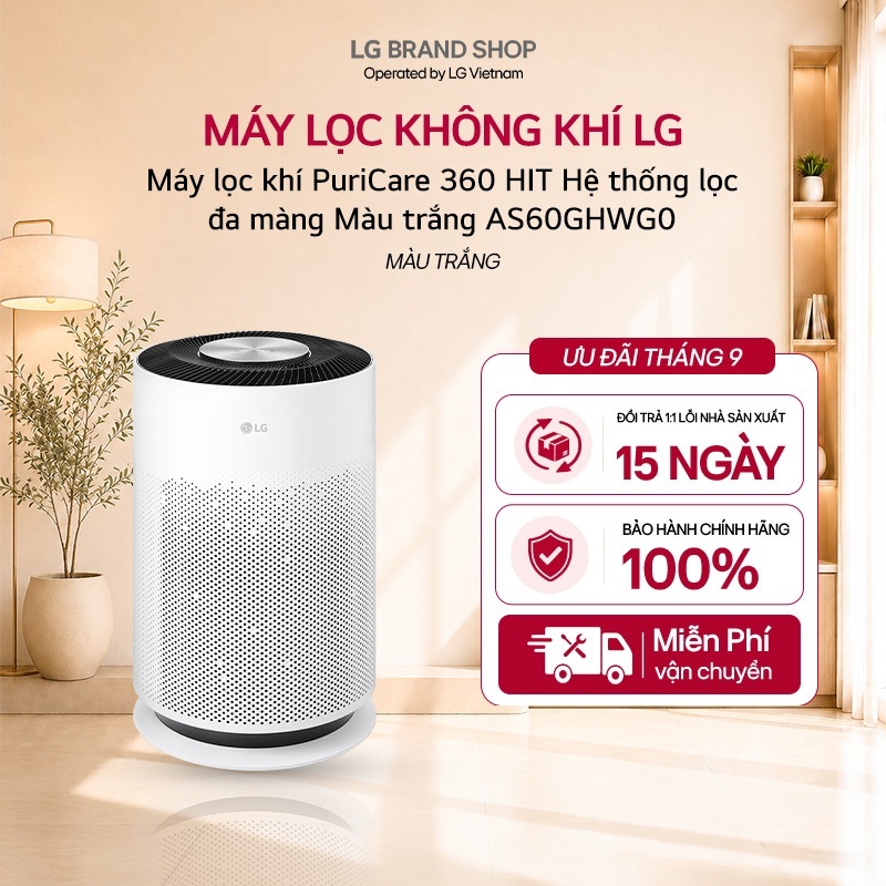 [Chỉ giao miền Nam/Bắc] Máy lọc khí PuriCare 360 HIT Hệ thống lọc đa màng Màu trắng AS60GHWG0