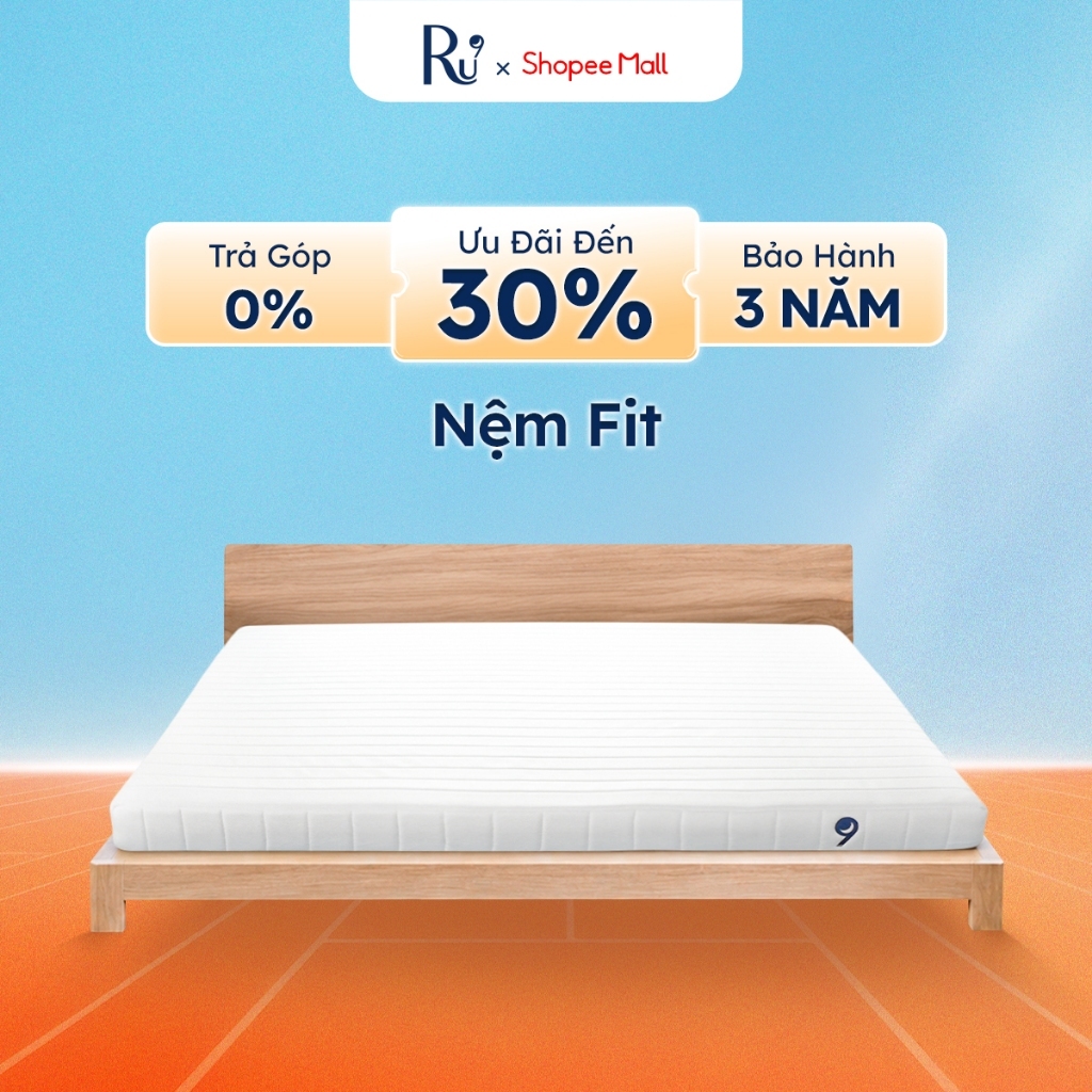 [MỚI RA MẮT] Nệm Foam Fit Ru9 Cao Cấp 10cm | Nâng Đỡ Êm Ái | Wavy Foam Lượn Sóng | Màu Trằng | 6 Kích Thước