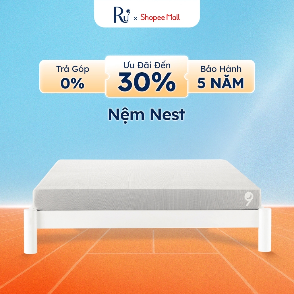 Nệm Foam Nest Ru9 15cm | Ngăn Cách Chuyển Động | 2 Lớp Foam Nâng Đỡ Vững Chắc | Đủ Kích Thước
