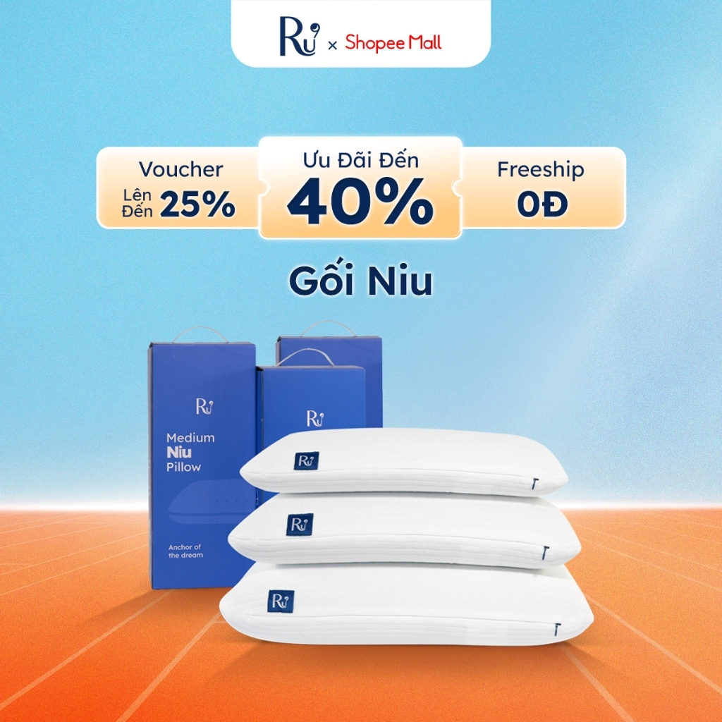 Gối Niu Ru9 | Memory Foam Êm Ái Nâng Đỡ | Giảm Đau Mỏi Cổ Vai Gáy | Thoáng Khí Vượt Trội | Kích Thước 40 x 60
