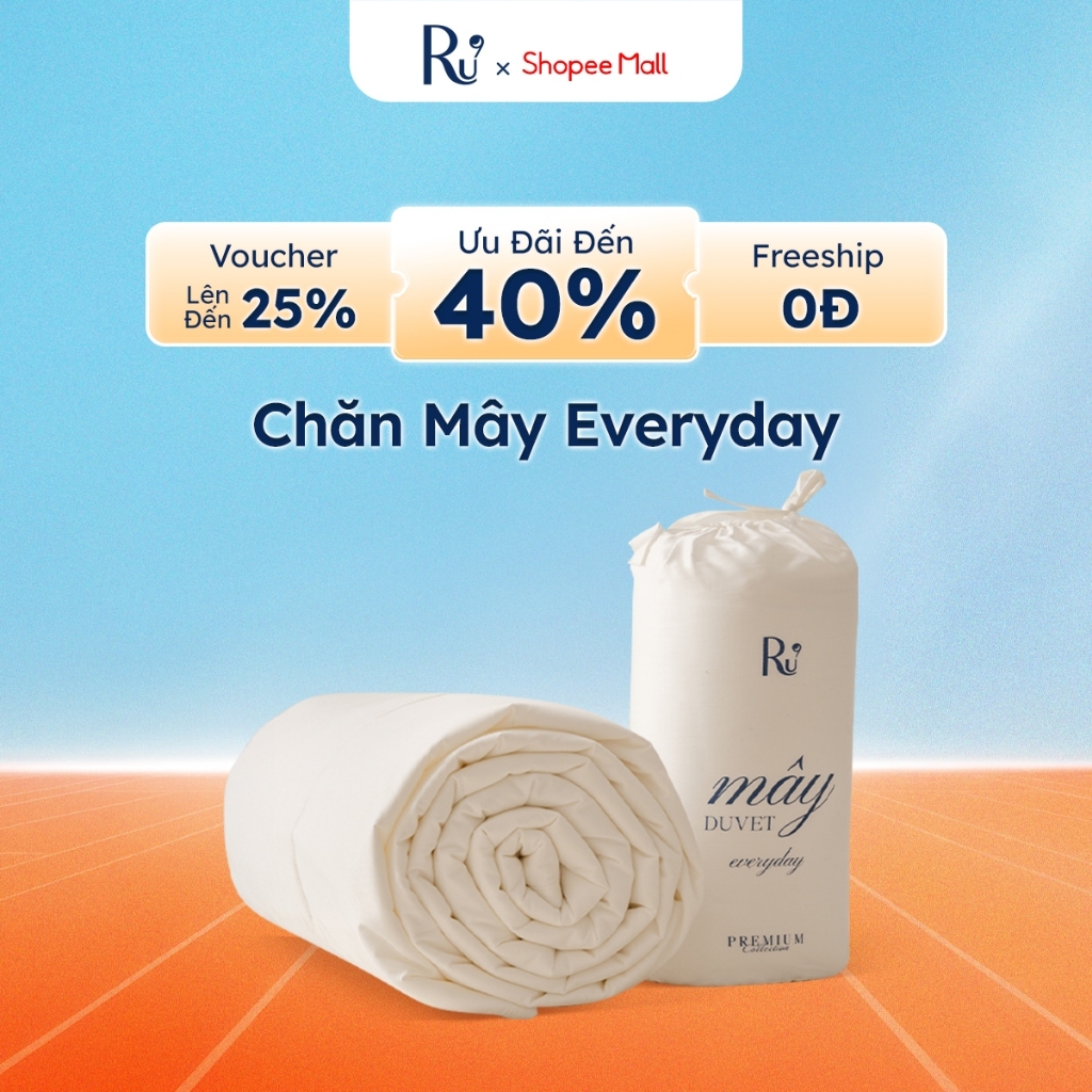 Chăn Mây Hàng Ngày Ru9 | Ruột Bông Microfiber Vải Cotton 300TC | Thông Thoáng Mát Mịn 1m6 - 2m2