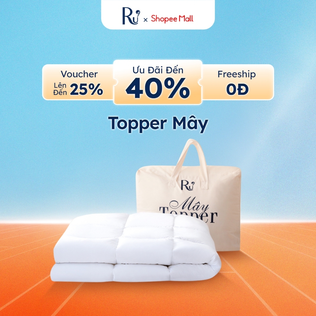 Topper Mây Microfiber Ru9 Cao Cấp 8cm | Lông Vũ Nhân Tạo Êm Ái Bọc Trọn Nệm Chuẩn Khách Sạn 5 Sao | Đủ kích thước