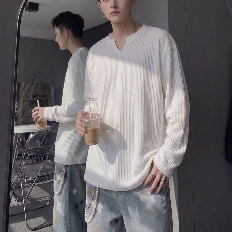 Áo Thun Tay Dài/Ngắn Form Rộng Unisex Oversize Cổ V, Áo Thun Trơn chất mịn mềm mại co giãn QMT | BigBuy360 - bigbuy360.vn