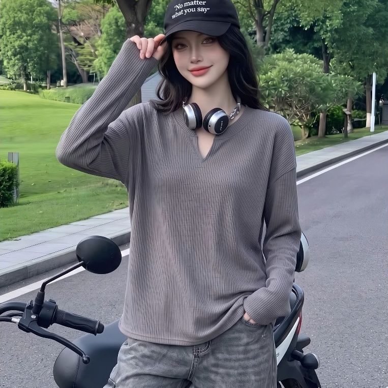 Áo Thun Tay Dài/Ngắn Form Rộng Unisex Oversize Cổ V, Áo Thun Trơn chất mịn mềm mại co giãn QMT | BigBuy360 - bigbuy360.vn