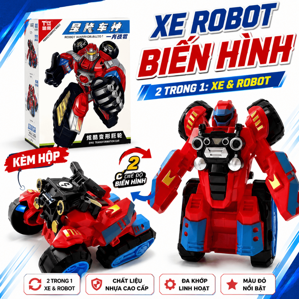 Đồ Chơi Xe Biến Hình Robot Siêu Nhân Mini Mô Hình Xe Biến Hình Thông Minh Cho Bé Trai Bé Gái