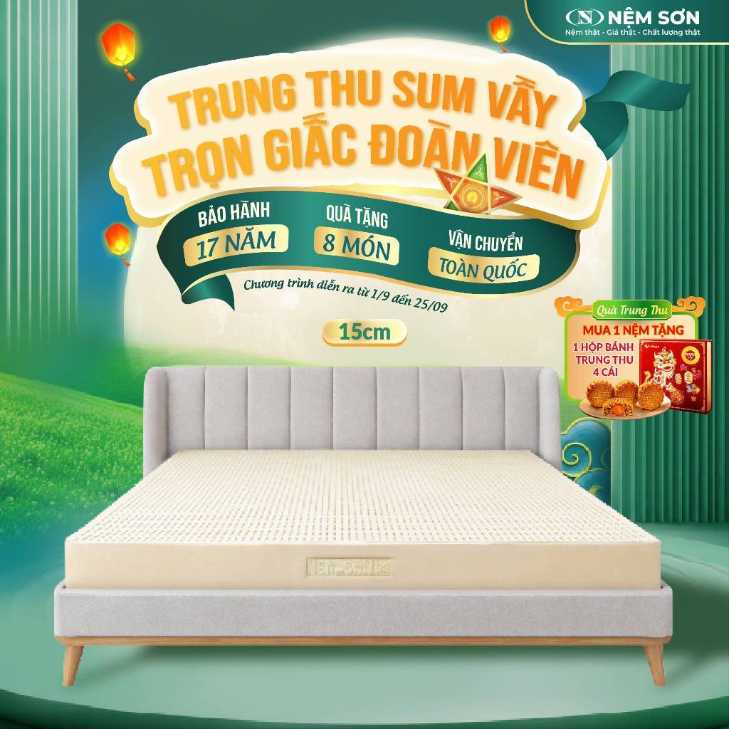 [Mua 1 Tặng 8] - Nệm cao su thiên nhiên nguyên khối white - Dày 15cm - Đầy đủ kích thước