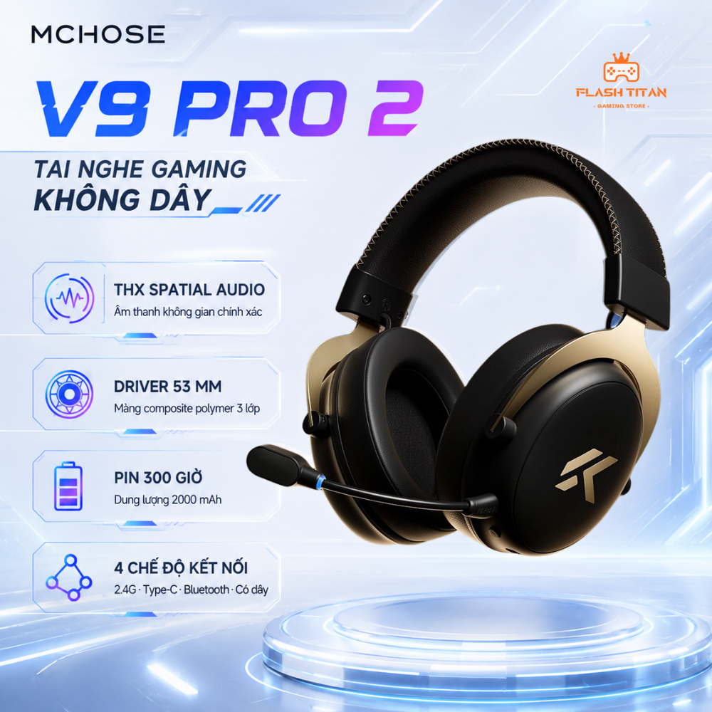 Tai nghe Gaming Không dây Mchose V9 V2 Pro, Hỗ Trợ App Tùy Chỉnh, Mic Đàm Thoại, Nghe Rõ Tiếng Bước Chân, Chơi Game FPS | BigBuy360 - bigbuy360.vn