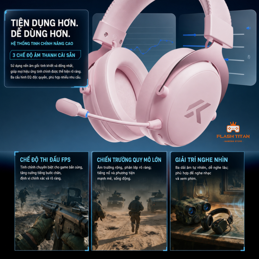 Tai nghe Gaming Không dây Mchose V9 V2 Pro, Hỗ Trợ App Tùy Chỉnh, Mic Đàm Thoại, Nghe Rõ Tiếng Bước Chân, Chơi Game FPS | BigBuy360 - bigbuy360.vn