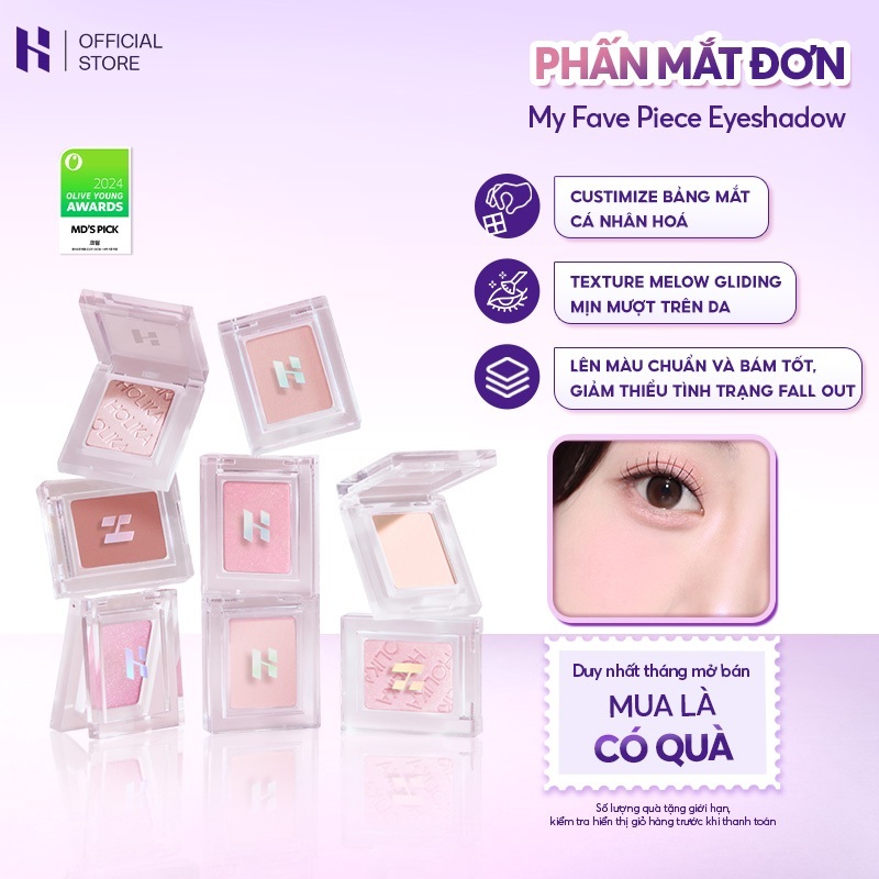 Phấn Mắt Đơn My Fave Piece Eyeshadow Chuẩn Màu Dễ Tán Bám Tốt HOLIKA HOLIKA