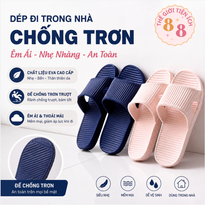 [❌SIÊU RẺ❌] Dép Đi Trong Nhà, Văn Phòng, Nhà Tắm Nguyên Khối Siêu Bền, Siêu Nhẹ Chất Liệu Nhựa Đúc Nguyên Khối 2067