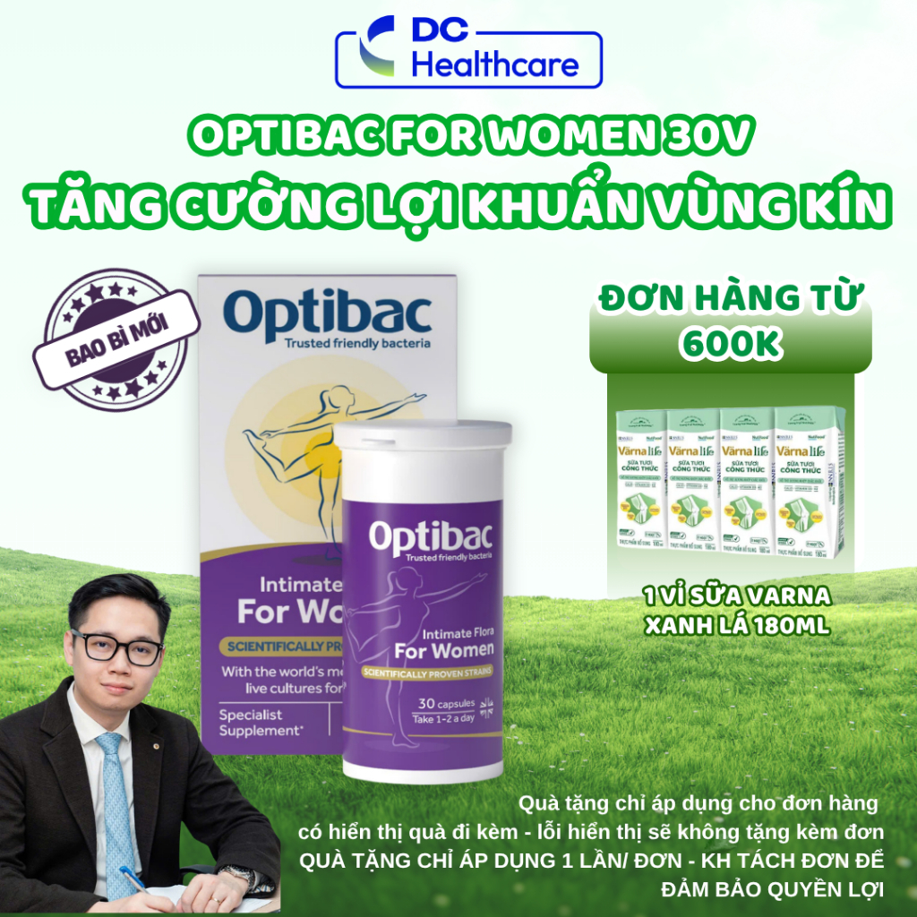 NHẬP KHẨU CHÍNH HÃNG Men Vi Sinh Phụ Khoa Optibac Tím - For Women 30 Viên - Bổ Sung Lợi Khuẩn