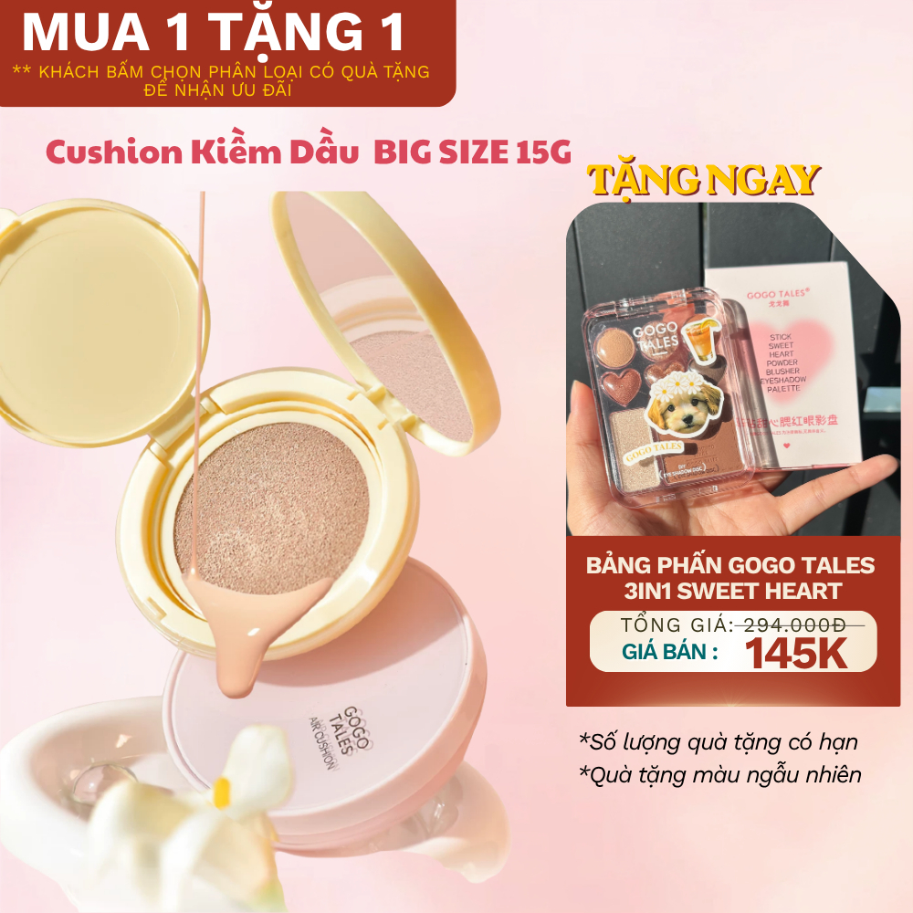 Phấn Nước Cushion GOGO TALES Retouch Luster Retention GT702 - Cho Lớp Nền Mỏng Mịn, Tự Nhiên
