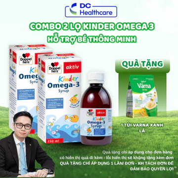 Combo 2 Hộp Siro Bổ Sung Omega 3 Kinder Omega 3 Syrup - Tăng Cường Thị Lự, Trẻ Tăng Động Giảm Chú Ý