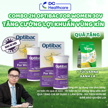 COMBO 2 HỘP Men Vi Sinh Phụ Khoa Optibac Tím For Women 30 Viên - Men Vi Sinh Bổ Sung Lợi Khuẩn