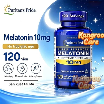 【Nhập khẩu từ Mỹ】Melatonin 10mg 120 viên Puritan's Pride - Viên uống hỗ trợ giấc ngủ, giúp ngủ ngon, giảm căng thẳng
