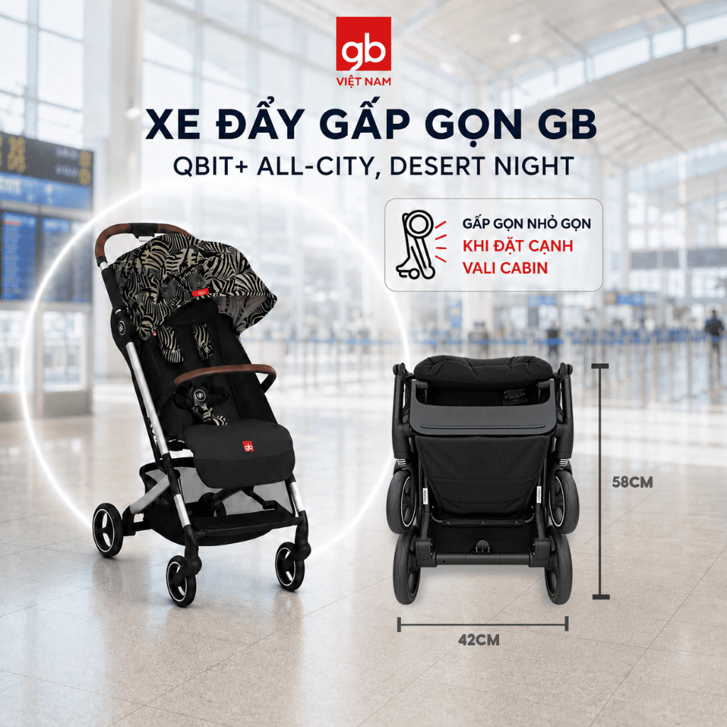 Xe đẩy gấp gọn nhất thế giới GB Qbit All-City Colors Fashion Edition cho bé từ 0-7tuổi, bánh xoay 360°