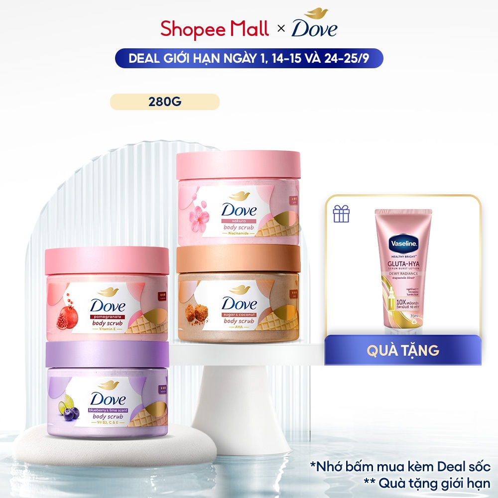 [CHÍNH HÃNG ĐỘC QUYỀN] Tẩy Tế Bào Chết Body Dove Chăm Da Sáng Mịn 280G