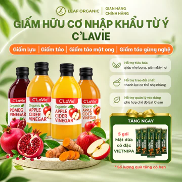 Giấm hữu cơ nhập khẩu từ Ý C’Lavie - Giấm táo, giấm gừng nghệ và giấm lựu tốt cho tiêu hóa