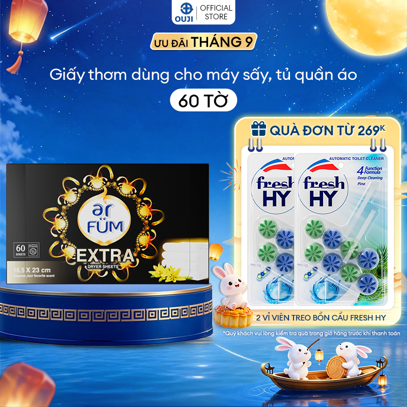 Giấy Thơm Arfum Black Edition Làm Mềm Vải Và Chống Tĩnh Điện, Khử Mùi Tủ Giày, Tủ Quần Áo (60 Tờ/ Hộp)