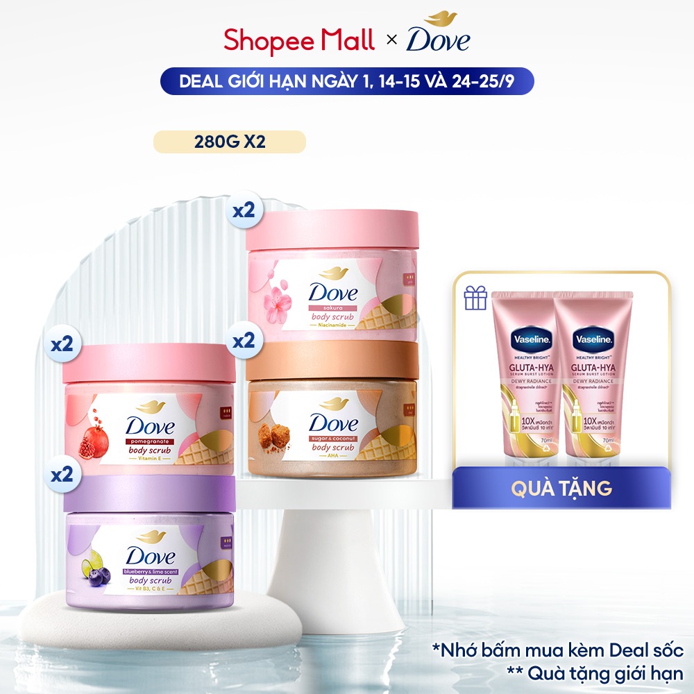 [MẪU MỚI 2026] Combo 2 Tẩy Da Chết Dưỡng Ẩm Toàn Thân Dove 280g