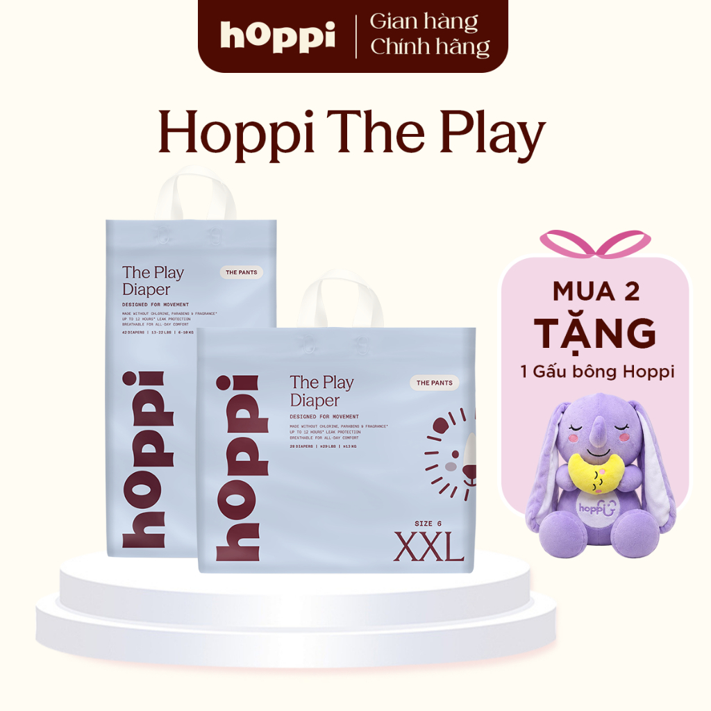 [M02] Tã/Bỉm Hoppi The Play  - Thiết kế siêu co giãn, cho bé tự do vận động ( Đủ các size cho bé)