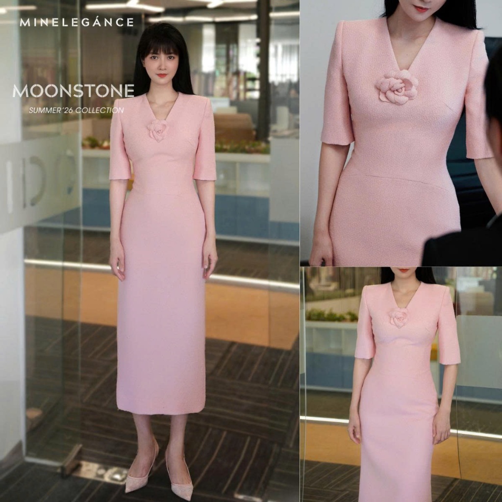 MINELEGÁNCE | VÁY CỔ TIM TRÂM CÀI HOA DÁNG DÀI, SANG TRỌNG, THANH LỊCH - MIN28
