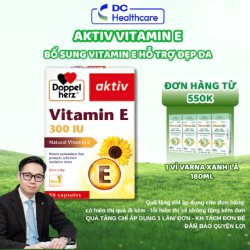 Vitamin E Nhập Khẩu Đức (DoppelHerz) - Viên Uống Bổ Sung Vitamin E, Đẹp Da, Ngăn Lão Hoá
