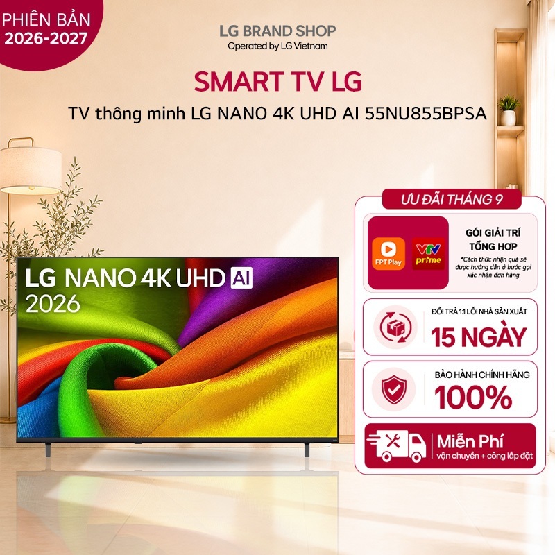 55NU855BPSA - Tivi LG NANO 4K UHD AI NU85 2026 55 inch