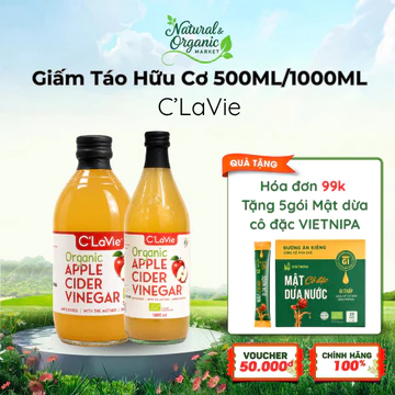 Giấm táo hữu cơ C’LaVie 500ml, 1000ml – Giấm táo tự nhiên Ý tốt cho sức khỏe và tiêu hóa - Natural Market