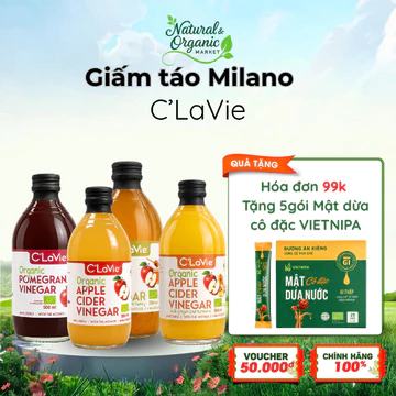 Giấm táo Milano C’Lavie, giấm táo, giấm gừng nghệ và giấm lựu hữu cơ nhập khẩu Ý hỗ trợ tiêu hóa
