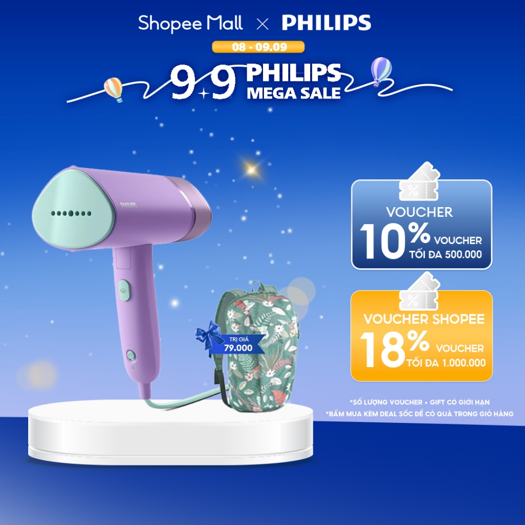[Eclusive Ecom] Bàn Ủi Hơi Nước cầm tay PHILIPS STH3010/30 1000W- Hàng Chính Hãng