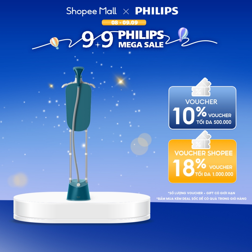 Bàn ỦI Hơi Nước Đứng Philips 1000 series STE1040/20|1800W|Hơi phun 36g/phút, Styleboard - Hàng Chính Hãng