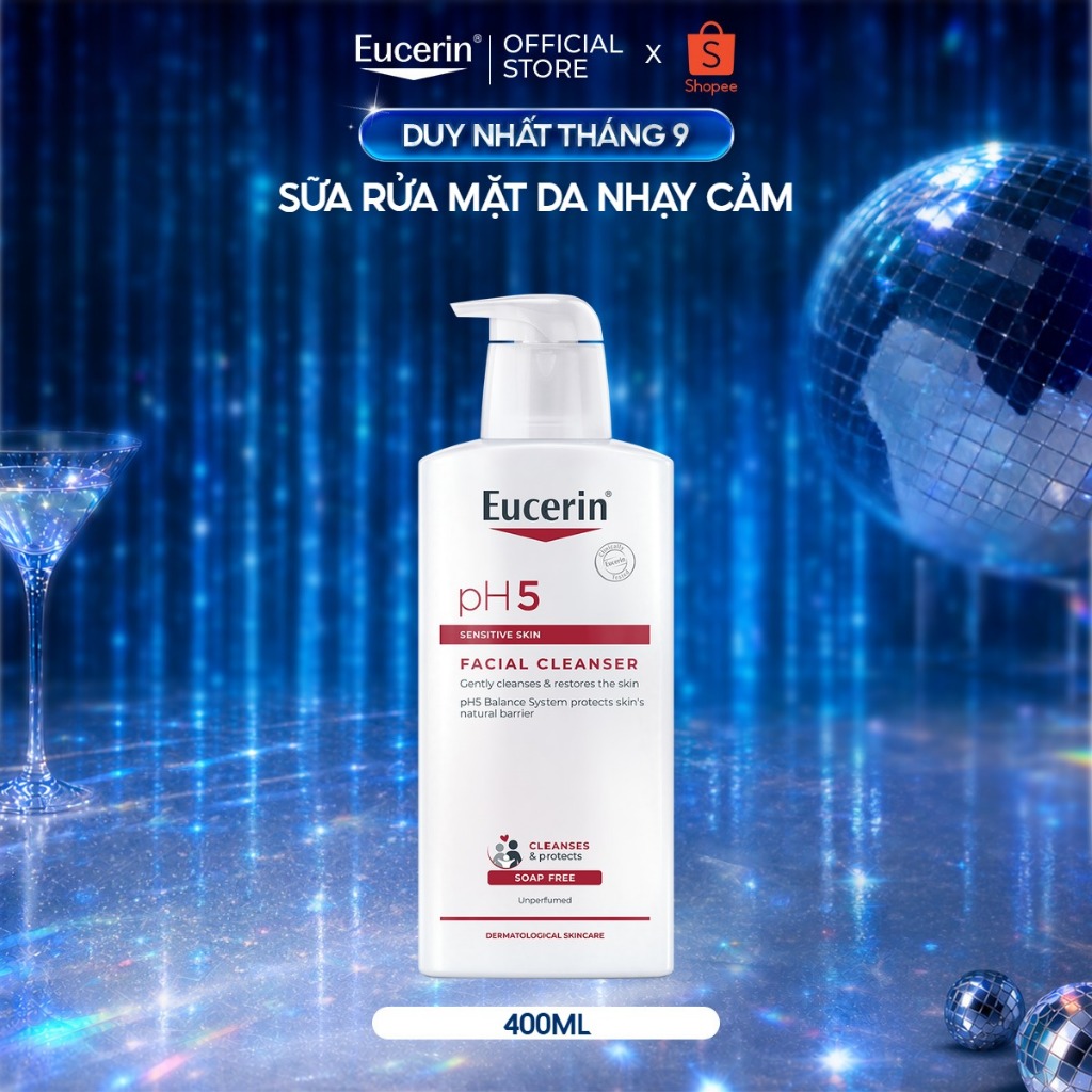 [Hannah x Eucerin] Sữa rửa mặt không gây kích ứng cho da nhạy cảm Eucerin pH5 Facial Cleanser 400ml | BigBuy360 - bigbuy360.vn