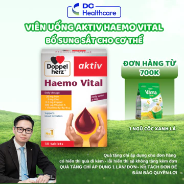 Haemo Vital - Viên Uống Bổ Sung Sắt, Vitamin A, Zin C, Thiếu Máu DrCung Healthcare (Hộp 30 Viên)