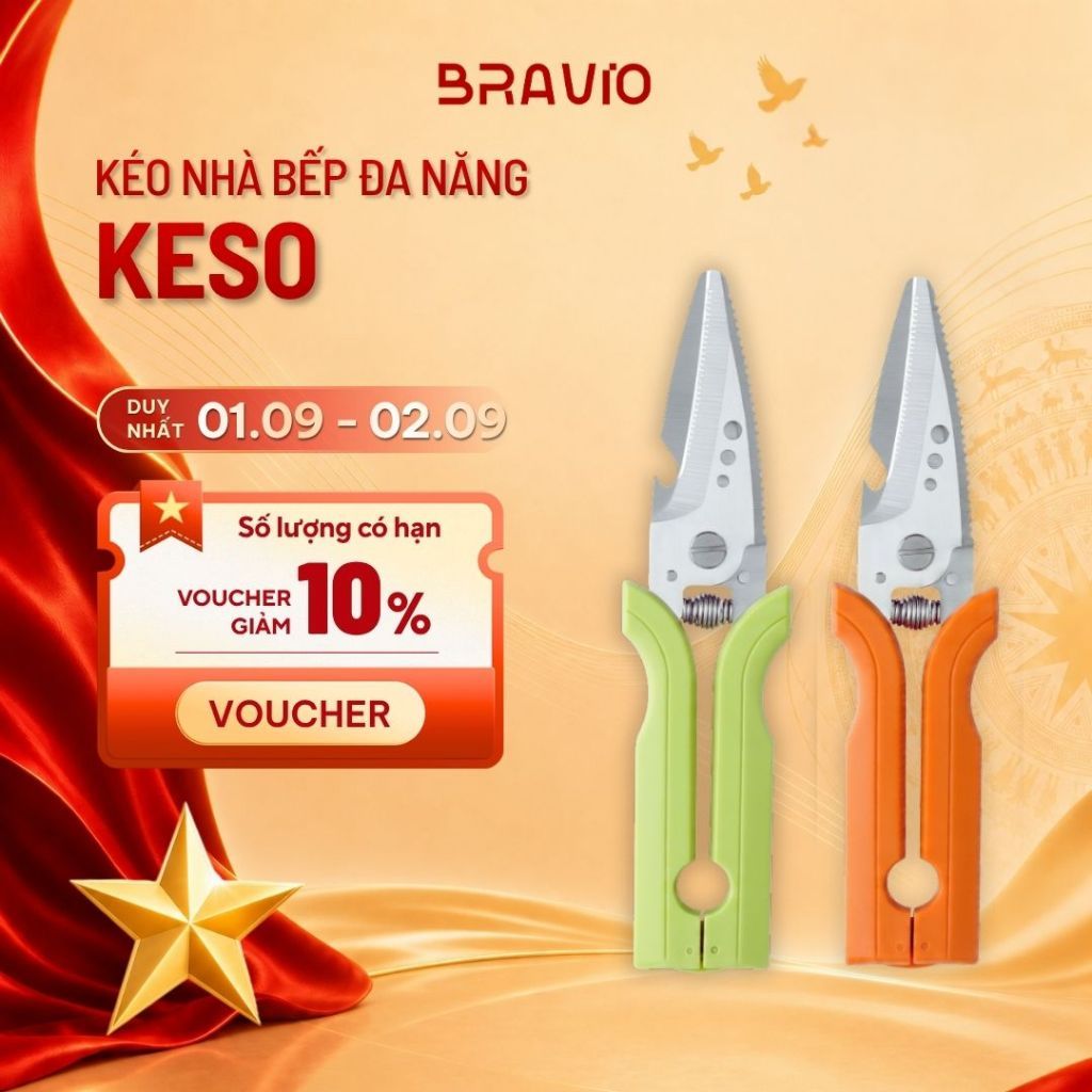 Kéo nhà bếp đa năng Bravio Keso thép không gỉ cao cấp kéo cắt gà xương cá
