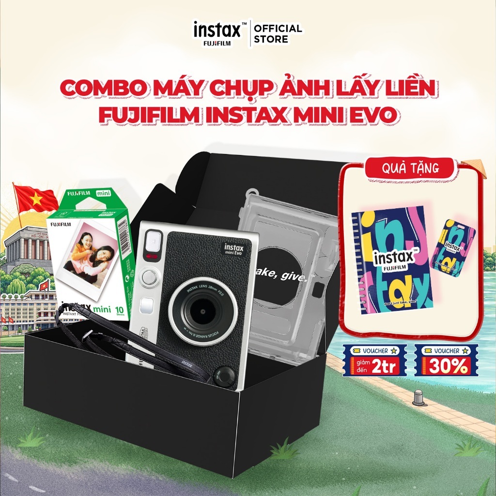 Combo Box instax mini Evo Máy Chụp Ảnh Lấy Liền Fujifilm instax mini Evo - Bảo Hành 1 Năm