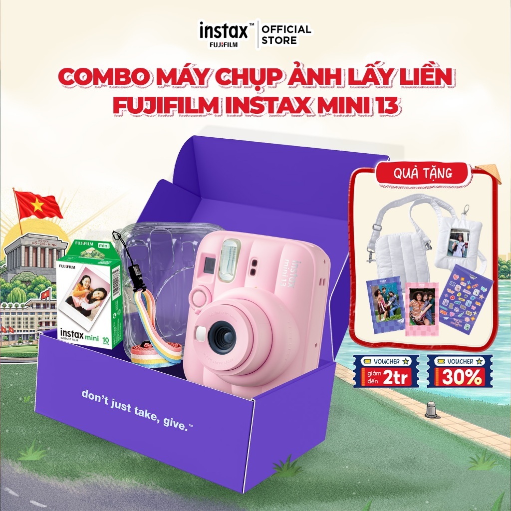 Combo instax Mini 13 -  Máy Ảnh Chụp Lấy Liền Fujifilm instax Mini 13 - Bảo Hành 1 Năm