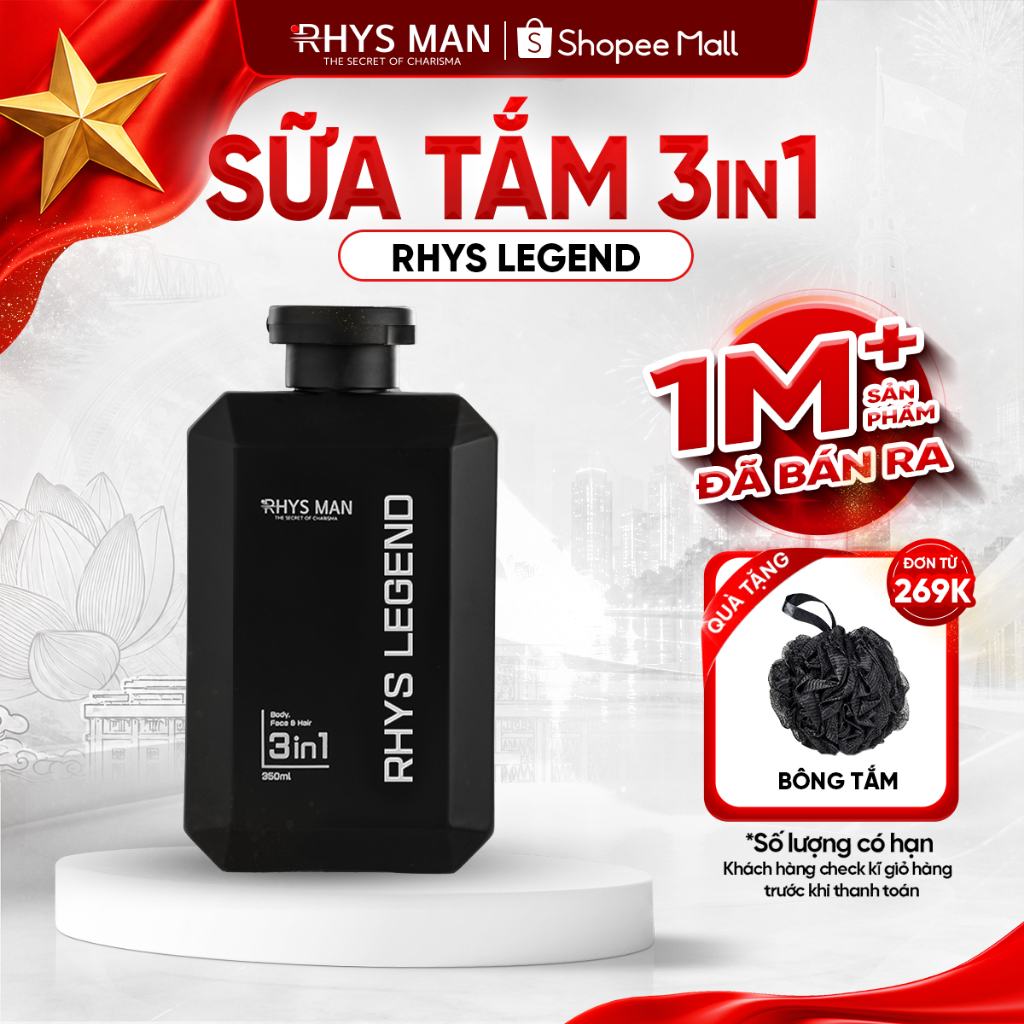 Sữa tắm gội nam 3in1 Rhys Man hương nước hoa Rhys Legend 350ml