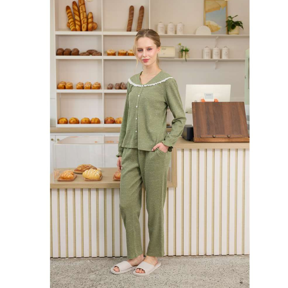 BỘ THUN DÀI TAY CÓ PHỐI REN CỔ CHO THU ĐÔNG BTD165W11